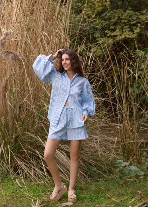 Blue Striped Relaxed Shorts