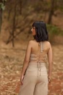 Beige Pleated Shorts