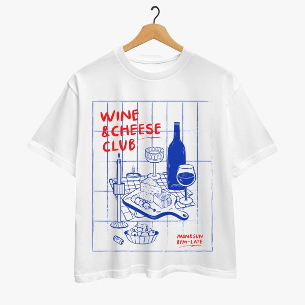 Wine & Cheese Club Oversized T-shirt - Image 2