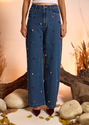 Crystal Studded Denim Jeans