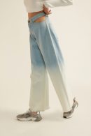 Blue White Ombre Denim Jeans with Pocket Cut-outs
