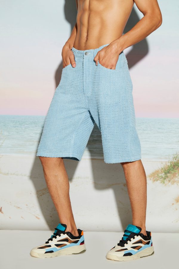 Men’s Engineered Distress Denim Shorts - Image 2