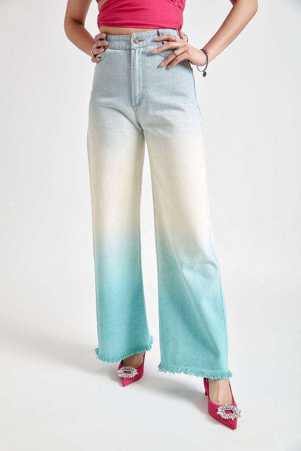 Blue Ombre Denim Jeans(Double Colors)