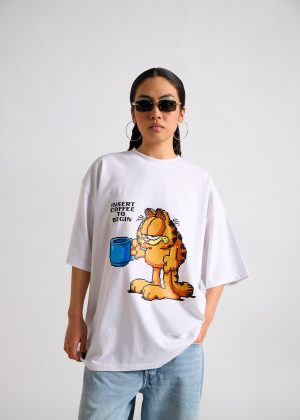 Garfield:Insert Coffee To Begin Oversized T-shirt