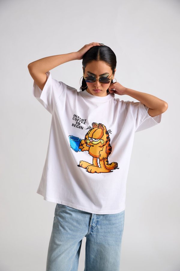 Garfield:Insert Coffee To Begin Oversized T-shirt - Image 2