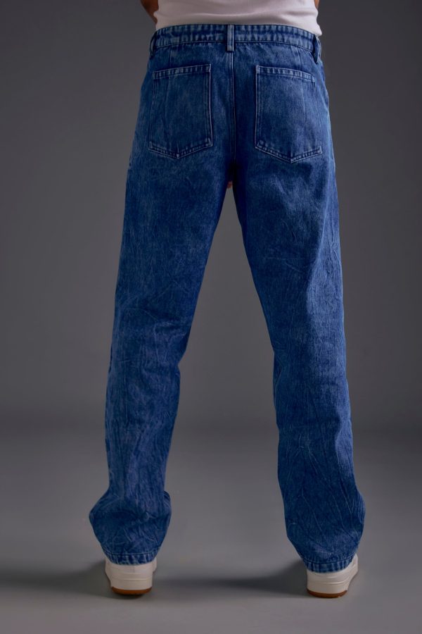 Dark Blue Knee-Cut Jeans - Image 3