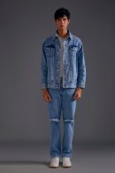 Light Blue Knee-Cut Jeans