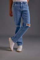 Light Blue Knee-Cut Jeans