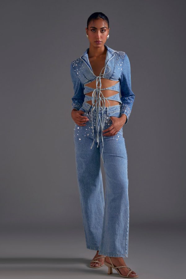 Embellished Wide Leg Jeans - Image 4