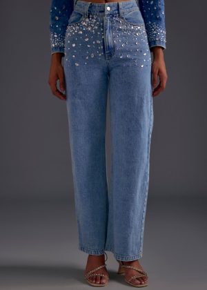 Embellished Wide Leg Jeans