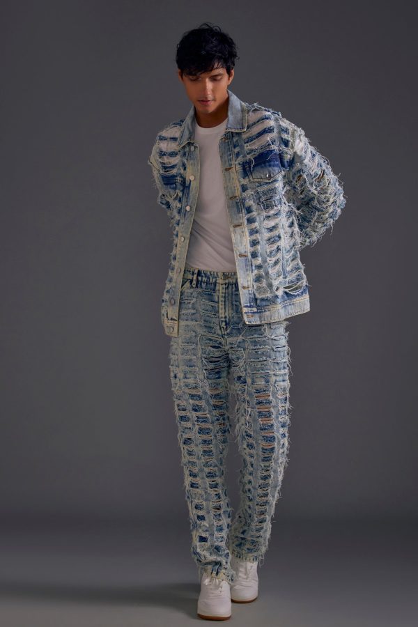 Blue Distressed Denim Jeans - Image 3