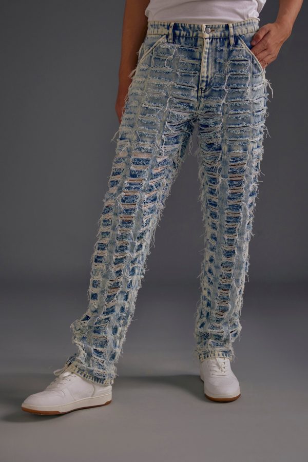 Blue Distressed Denim Jeans - Image 2