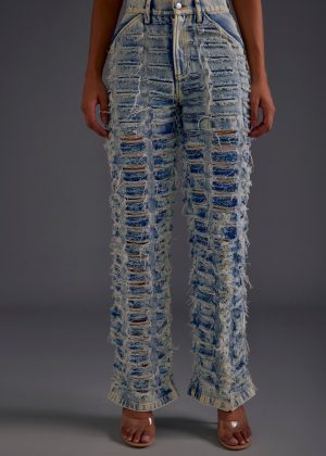 Blue Distressed Denim Jeans