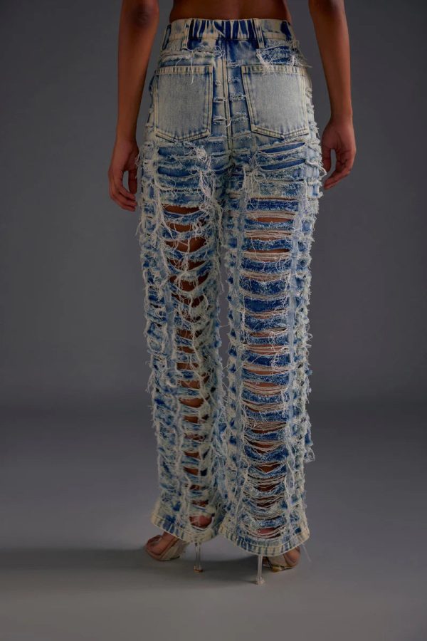 Blue Distressed Denim Jeans - Image 4