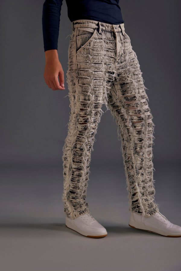 Black Distressed Denim Jeans - Image 2
