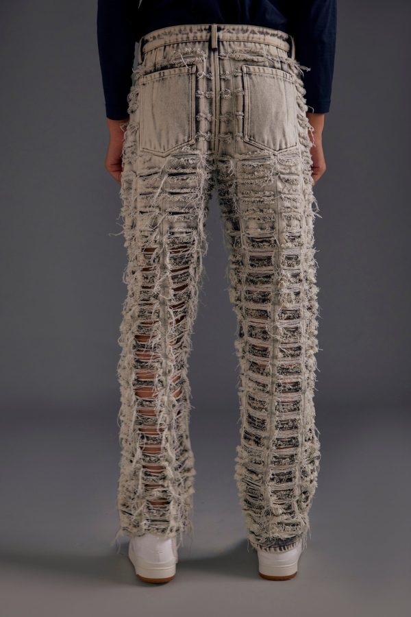 Black Distressed Denim Jeans - Image 3