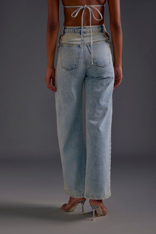 Rhinestone Embellished Cutout Jeans - Image 4