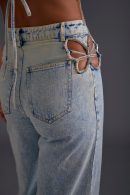 Rhinestone Embellished Cutout Jeans