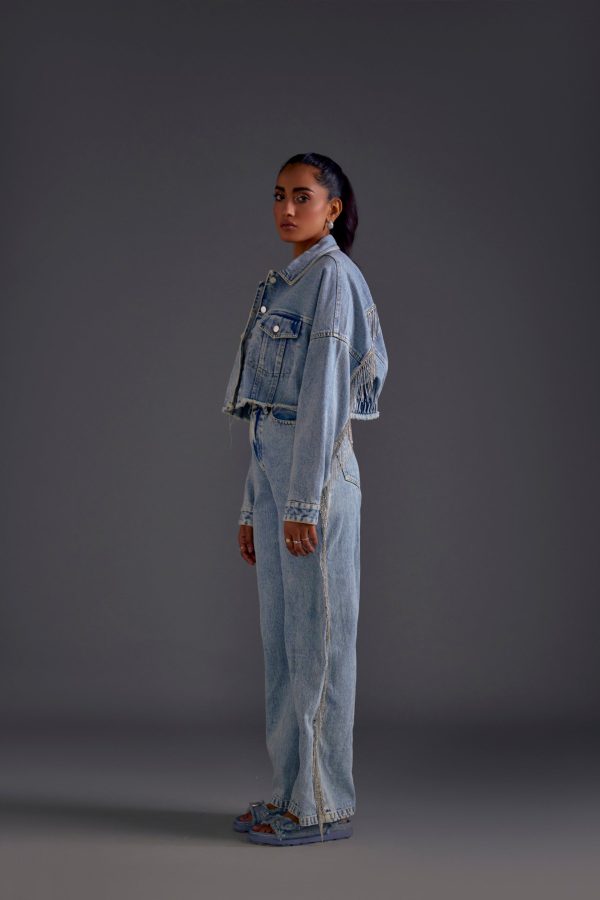 Rhinestone Embellished Blue Jeans - Image 4