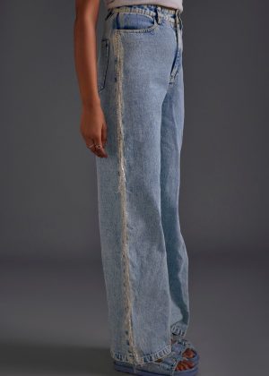 Rhinestone Embellished Blue Jeans