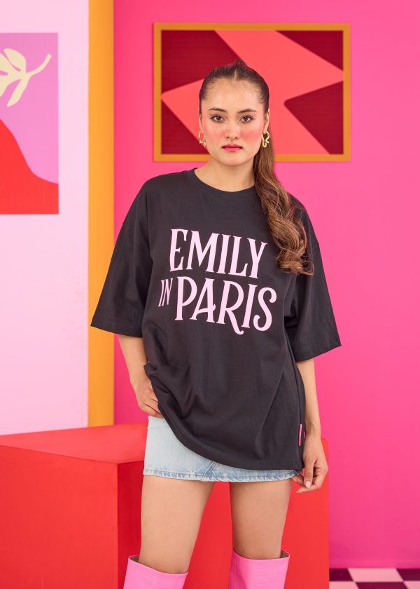 Emily in Paris: Oversized Black T-shirt - Image 2