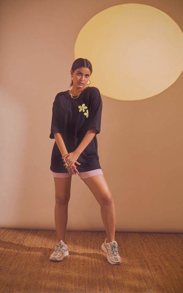 Black Oversized Printed Round Neck T-Shirt (If you’re looking for a sign)