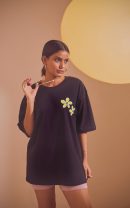Black Oversized Printed Round Neck T-Shirt (If you’re looking for a sign)