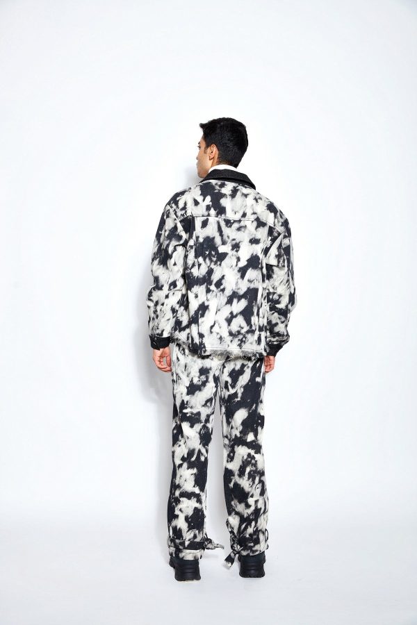 90s Tie Dye Baggy Denim Jeans- Black/White - Image 3