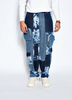 Patchwork Denim Cargo Pants