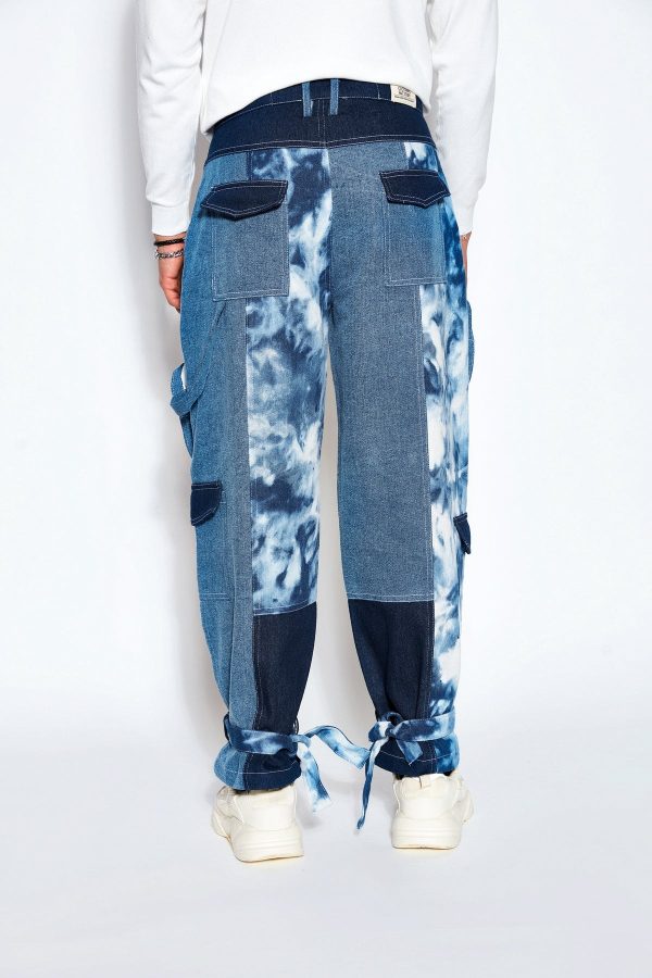 Patchwork Denim Cargo Pants - Image 2