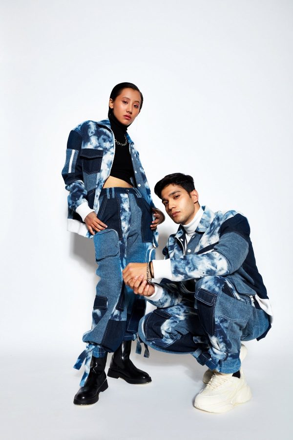 Patchwork Denim Cargo Pants - Image 6